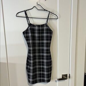 SHEIN Black and White Checkered Mini Dress